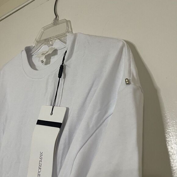 NEW! SPORTMAX PEPLO WHITE CORSET LACEUP CREW NECK TSHIRT SIZE SMALL $310 - Picture 3 of 11